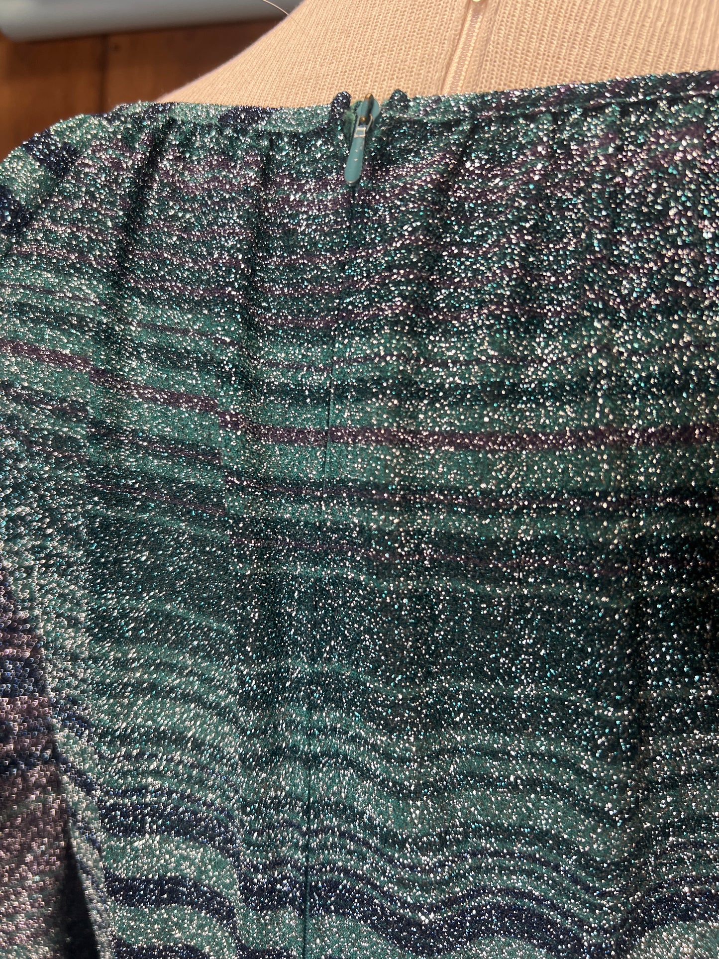 70s Metallic Blues Maxi Dress W30