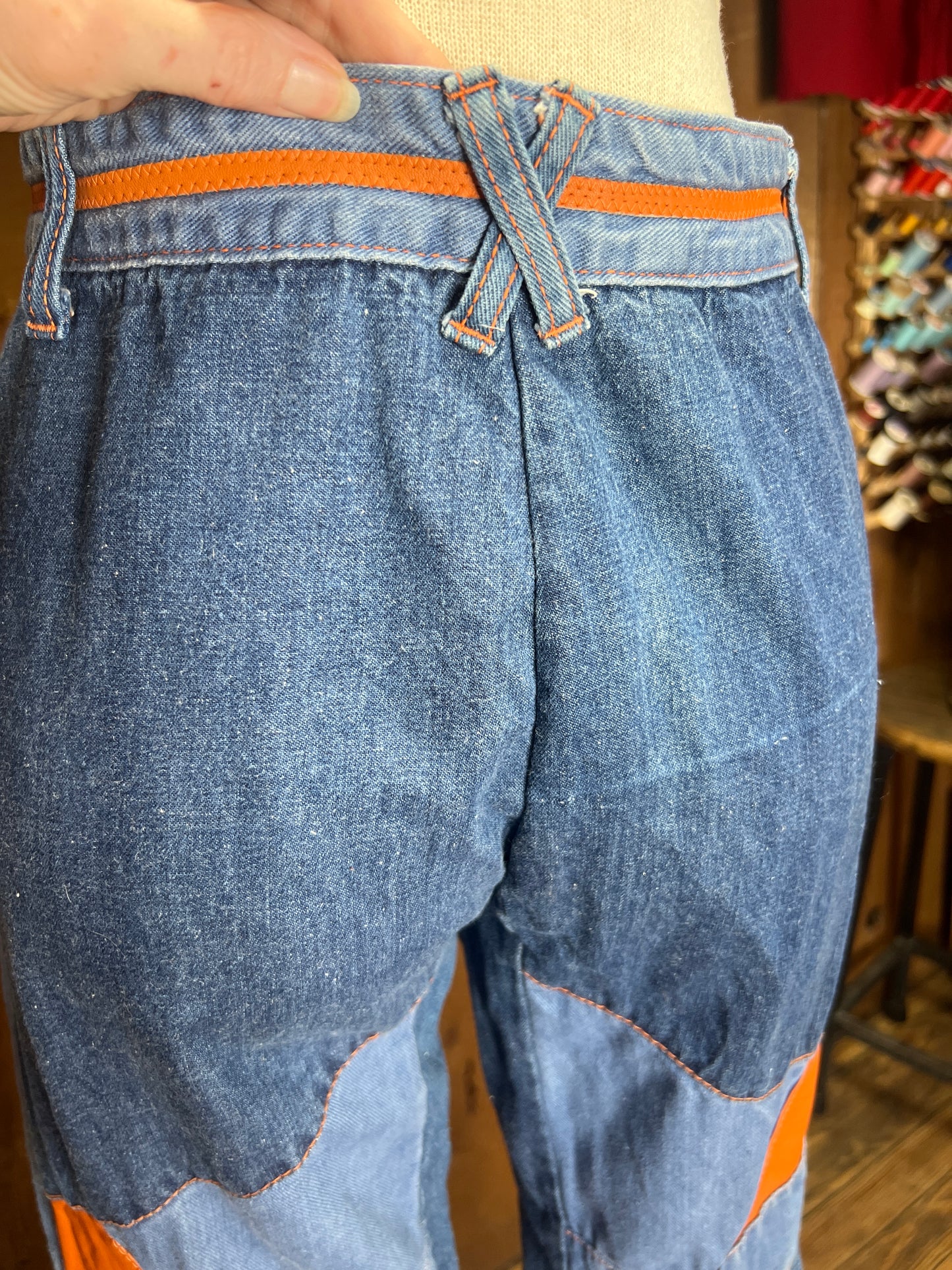 70s Faded Glory Leather Bell Jeans W28