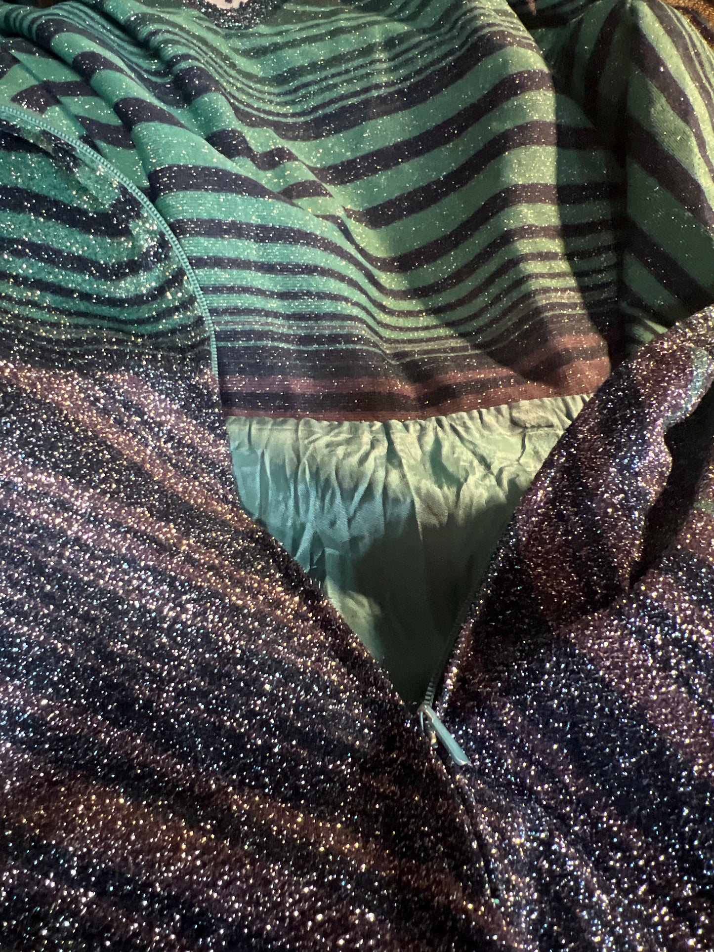 70s Metallic Blues Maxi Dress W30