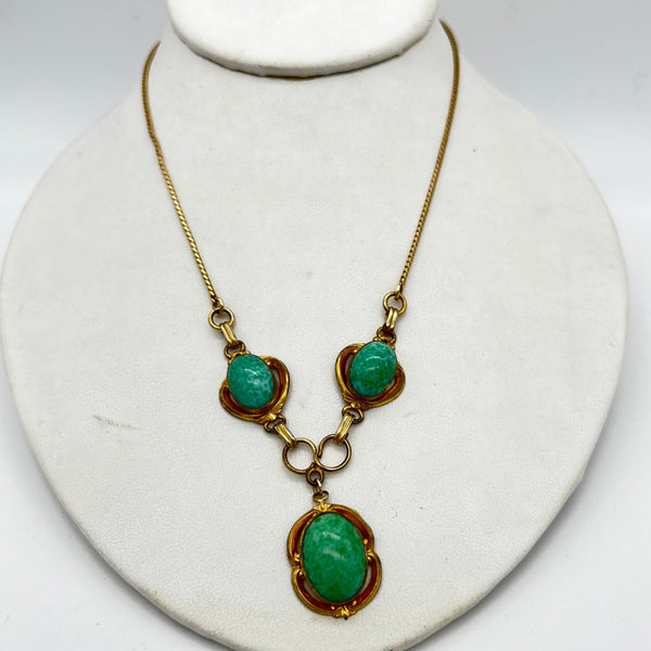 70s 1/20 12Kgf & Triple Amazonite Necklace