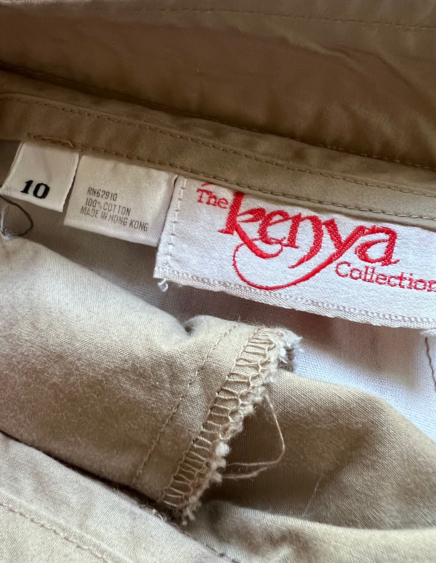 90s KENYA Khaki Cotton Safari Shorts W27