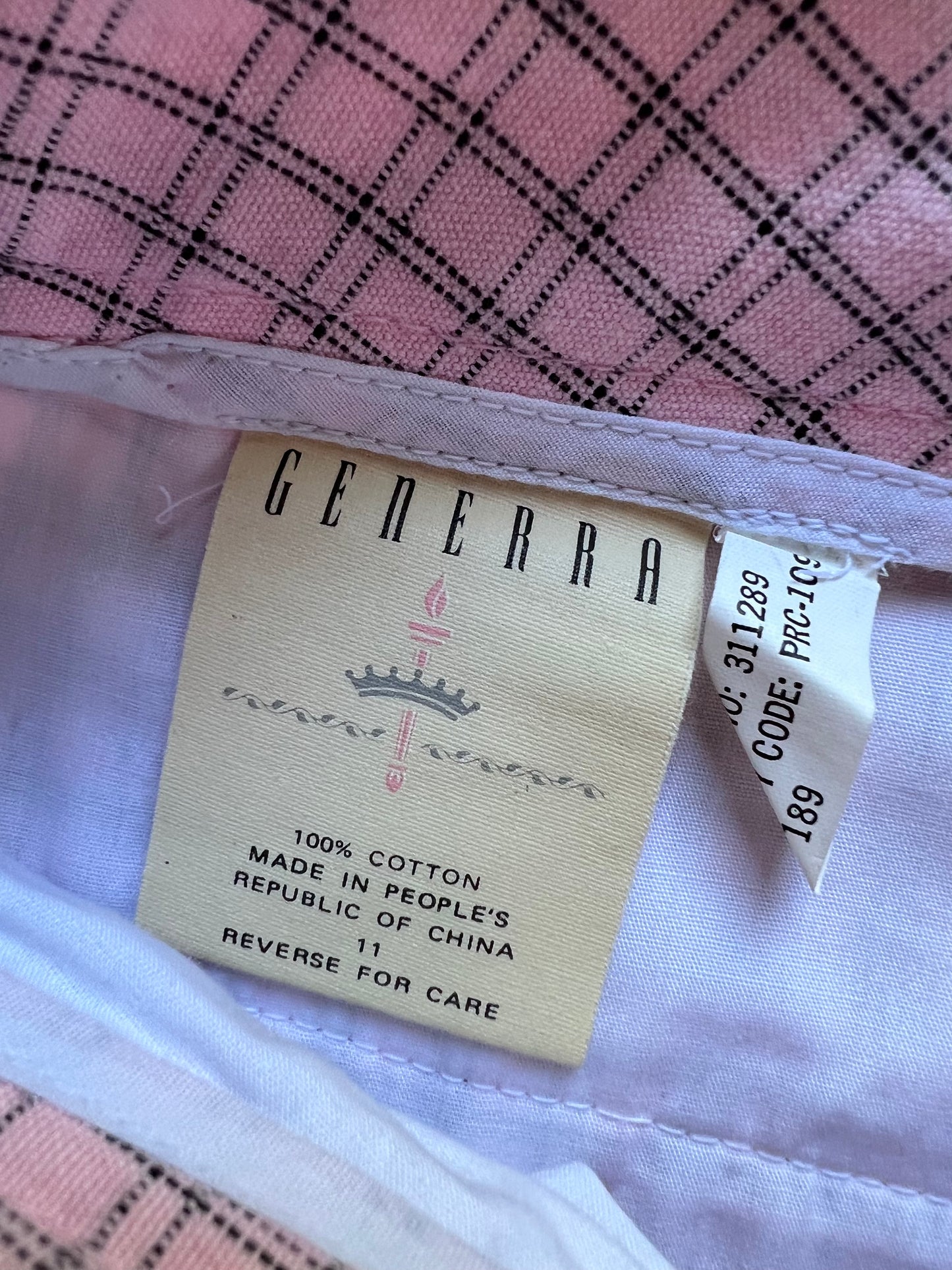 1989 Generra Pink Plaid Pleat Shorts W30