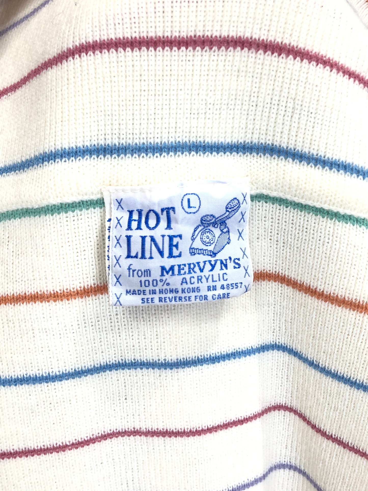 70s Hotline Pastel Stripe Knit Turtleneck L