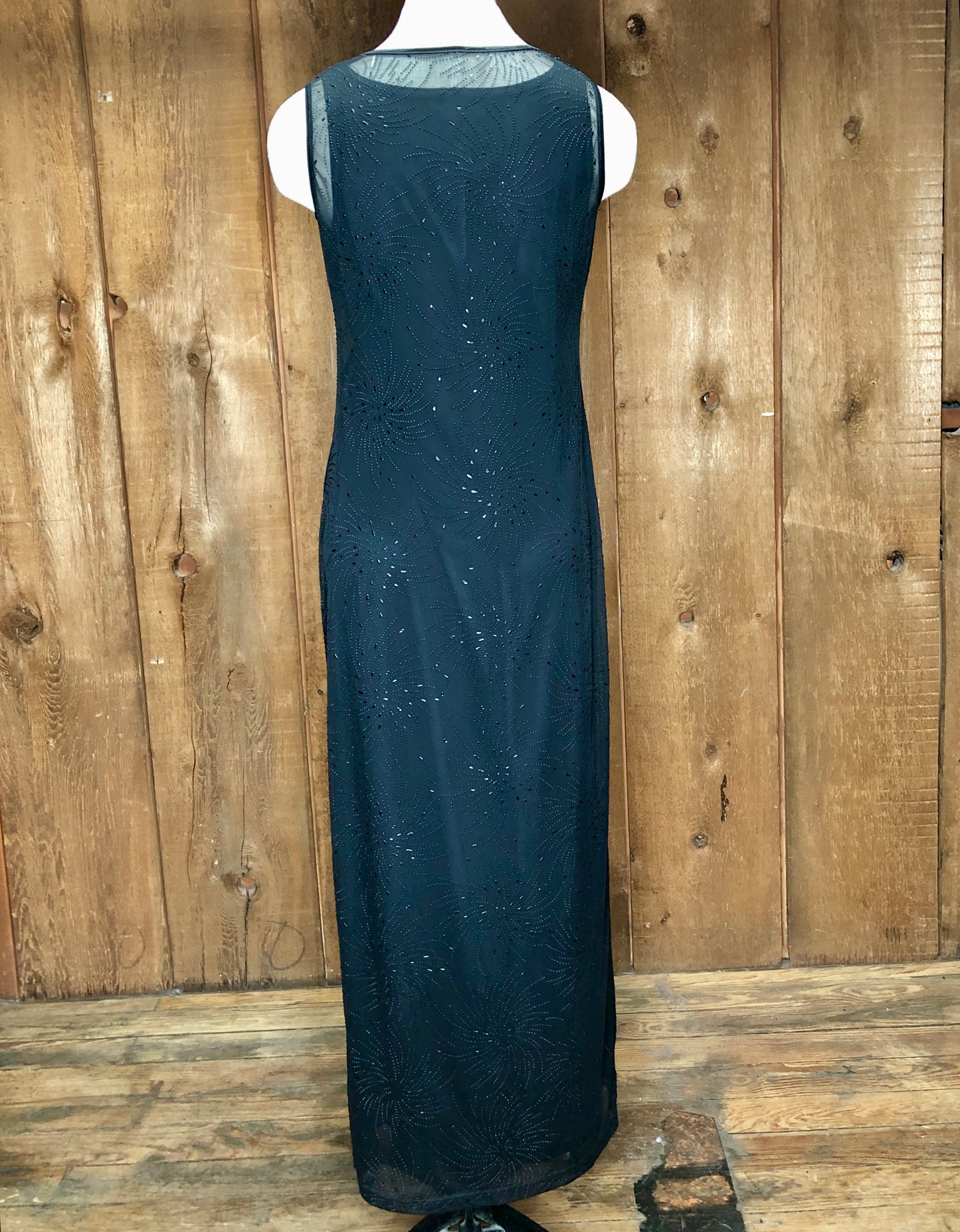 90s Byer Studio Black Sheath Maxi Dress S/M