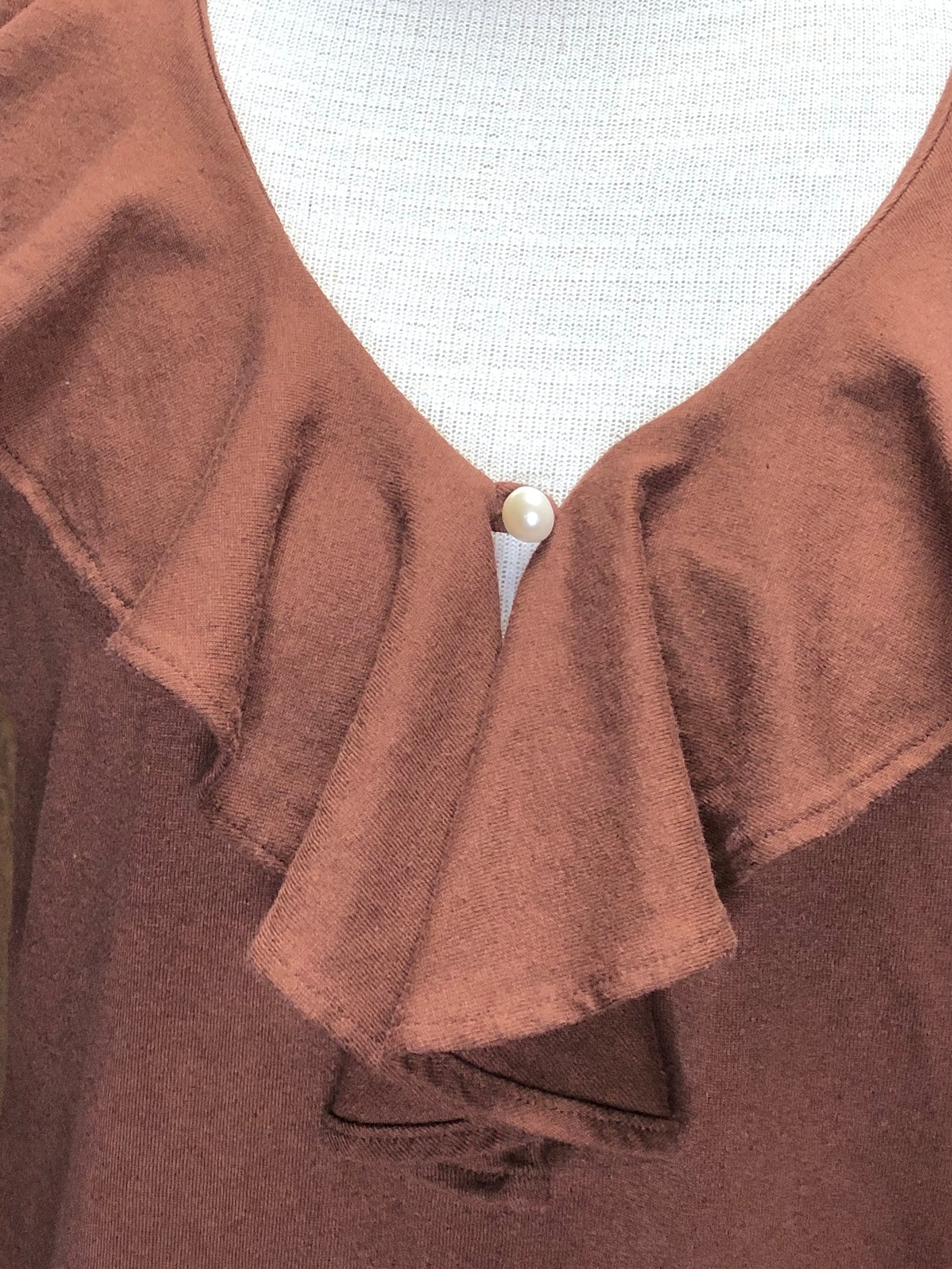 90s Headliners Brown Ruffle Tank Top L