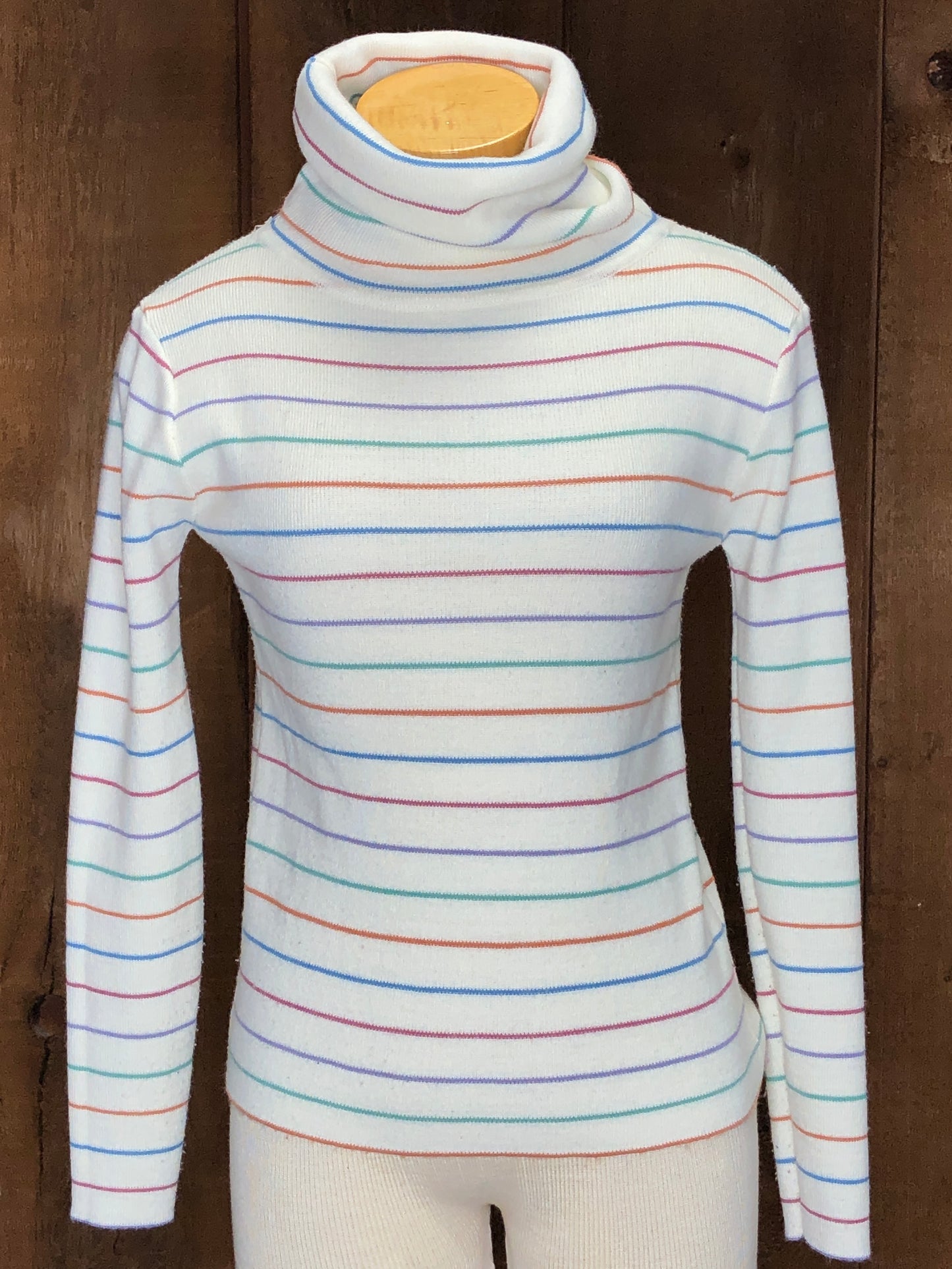 70s Hotline Pastel Stripe Knit Turtleneck L