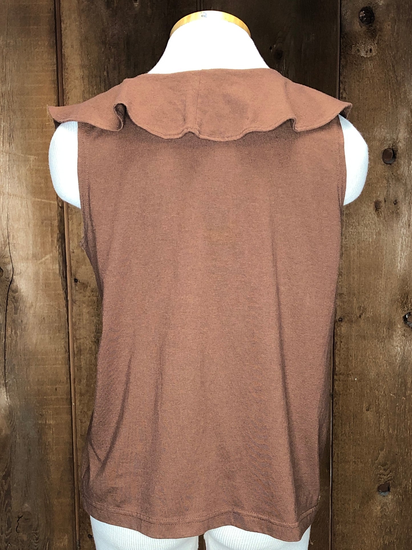 90s Headliners Brown Ruffle Tank Top L