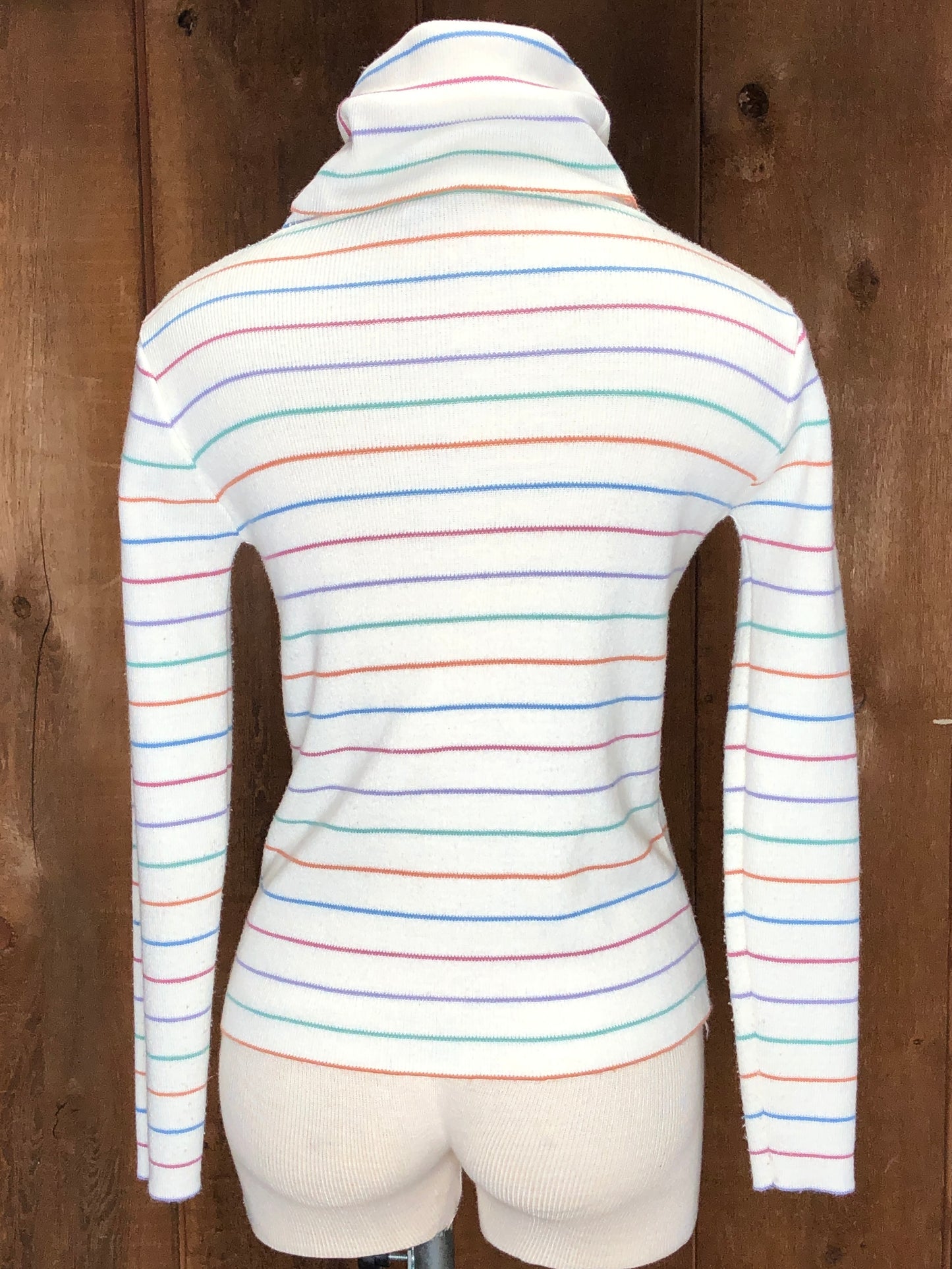 70s Hotline Pastel Stripe Knit Turtleneck L