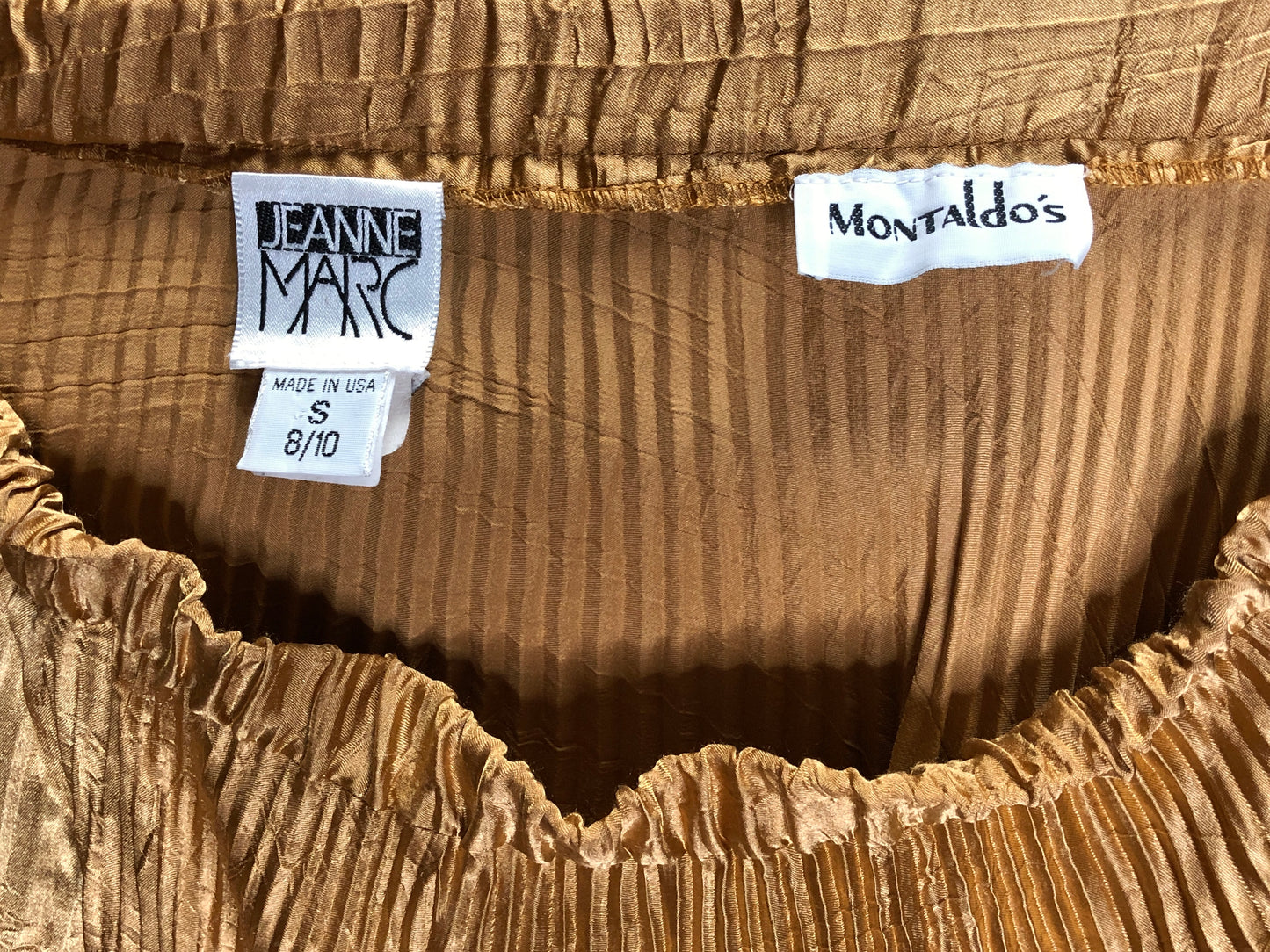 80s Jeanne Marc Gold Pleat Skirt w34