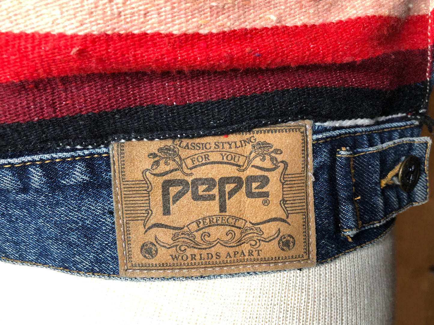 90s PEPE Denim/Serape Jacket M