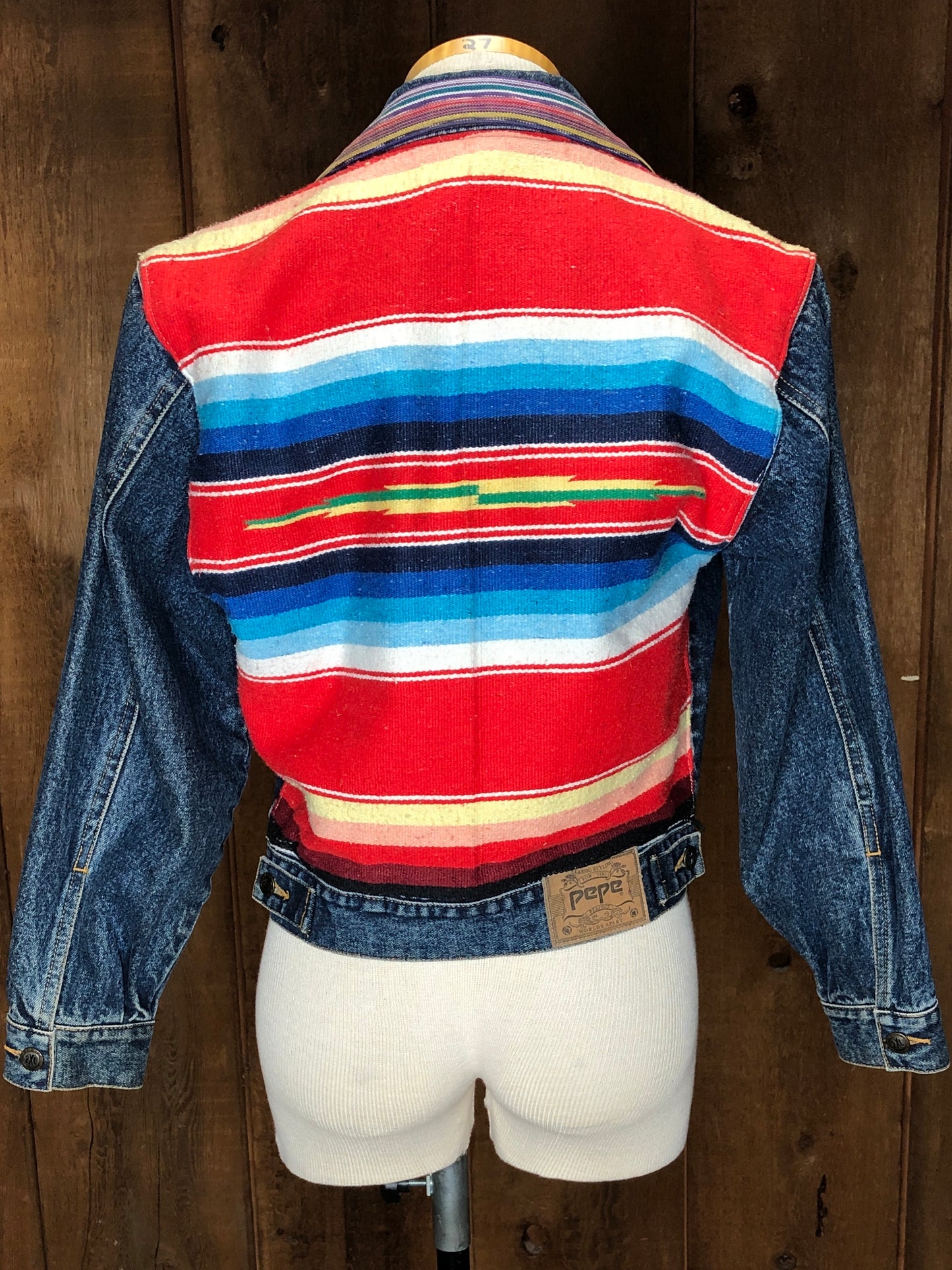 90s PEPE Denim/Serape Jacket M