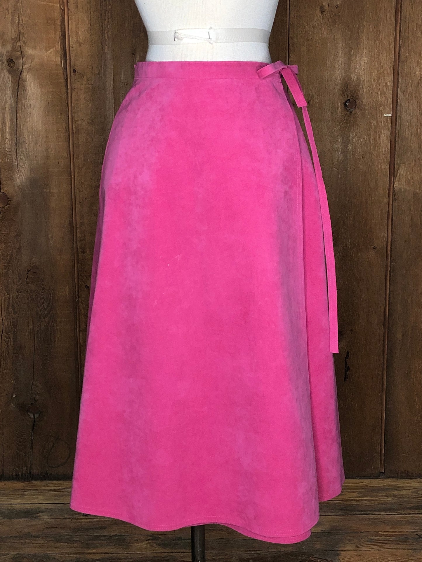 80s Louise Contie Pink Painted Wrap Skirt M