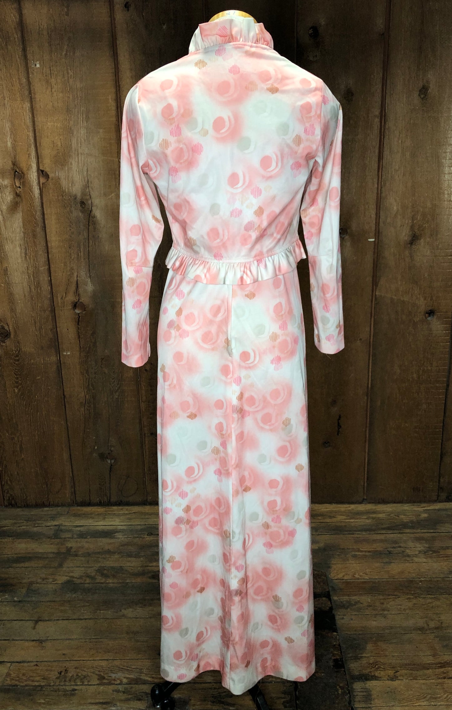 70s Pink Orbs Maxi Dress Set M