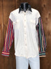 90s Rough Rider Stripe Sleeves Shirt    XL