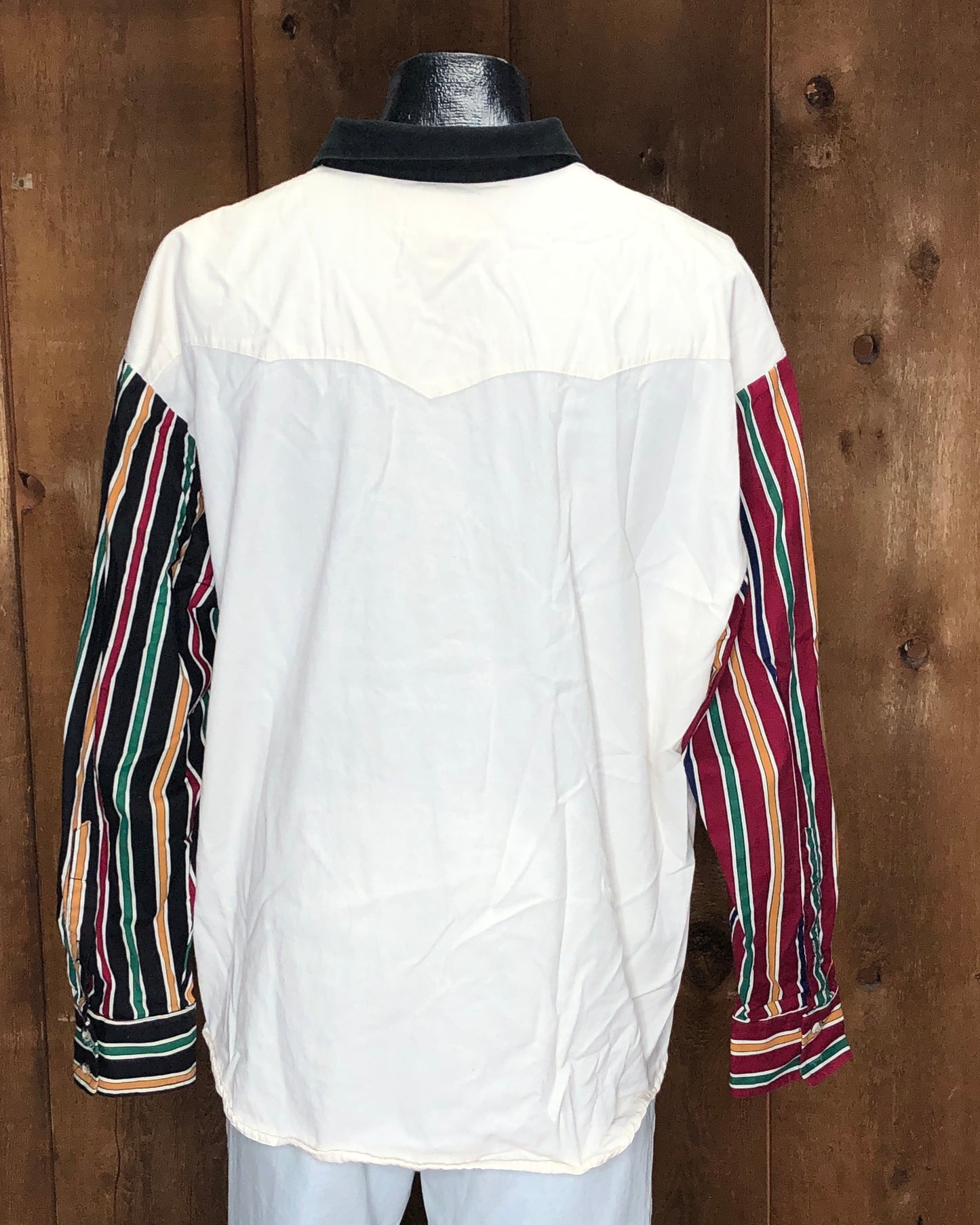 90s Rough Rider Stripe Sleeves Shirt    XL