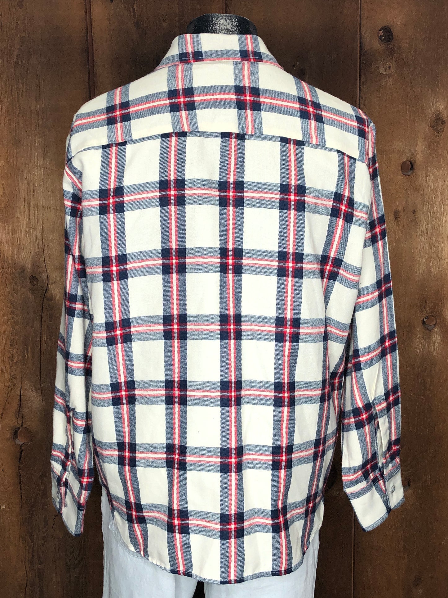 80s Arrow Rd/Wht/Blu Flannel Shirt       L