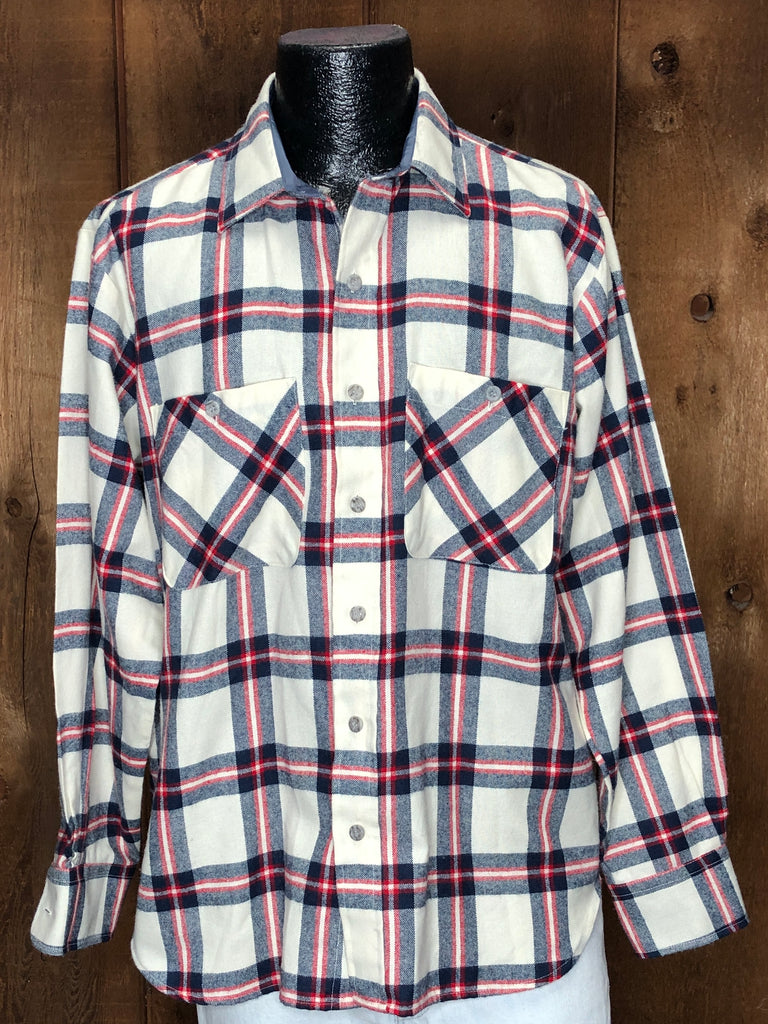 80s Arrow Rd/Wht/Blu Flannel Shirt       L