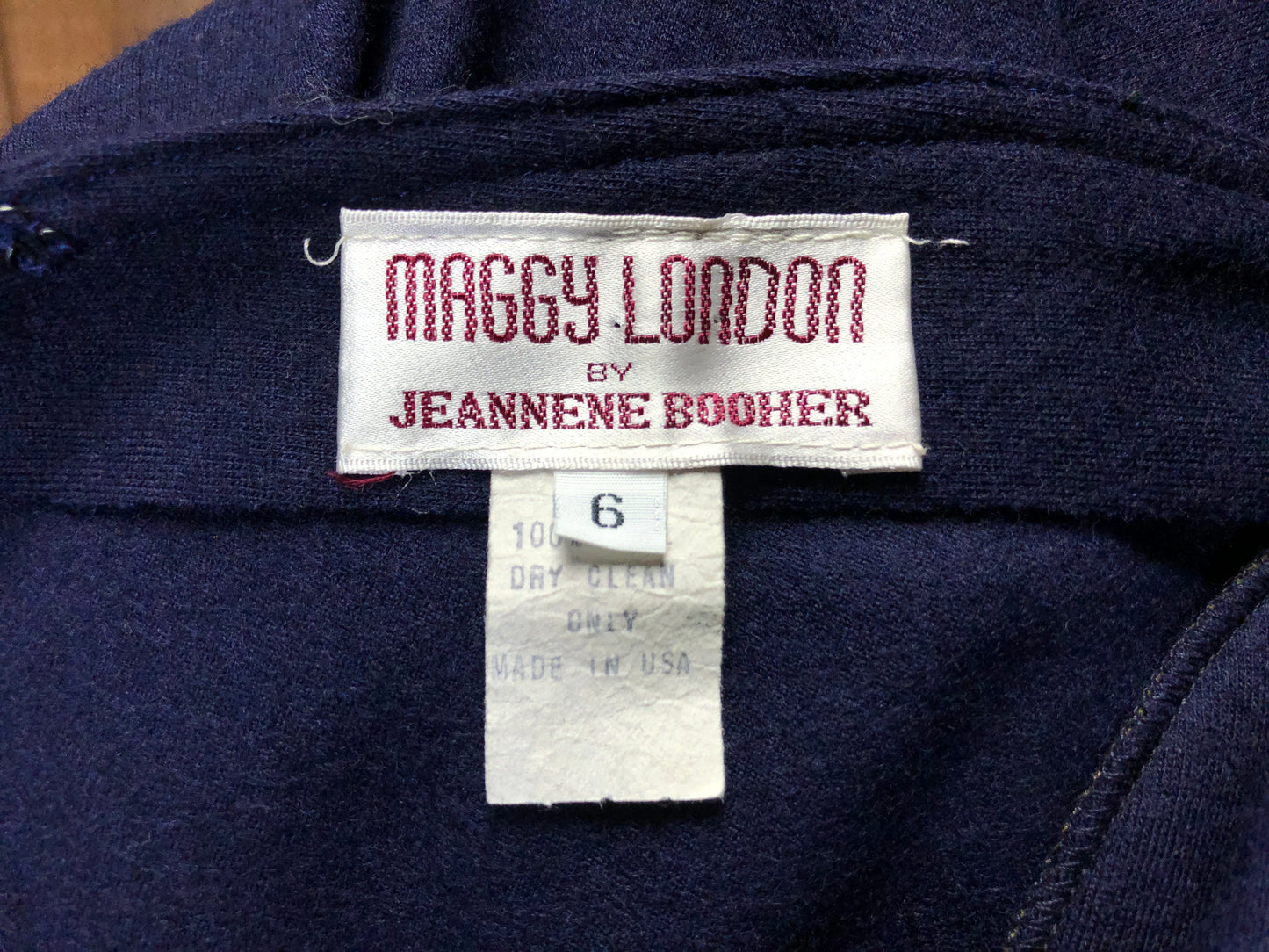 80s Maggy London Indigo Wool Dress w28