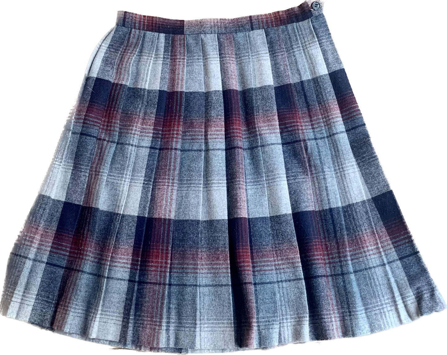 70s JCPenney Wine Red Plaid Wool Skirt w29