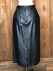 80s Erena Black Leather Pencil Skirt     w28