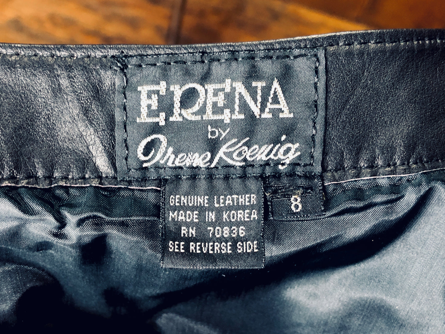 80s Erena Black Leather Pencil Skirt     w28