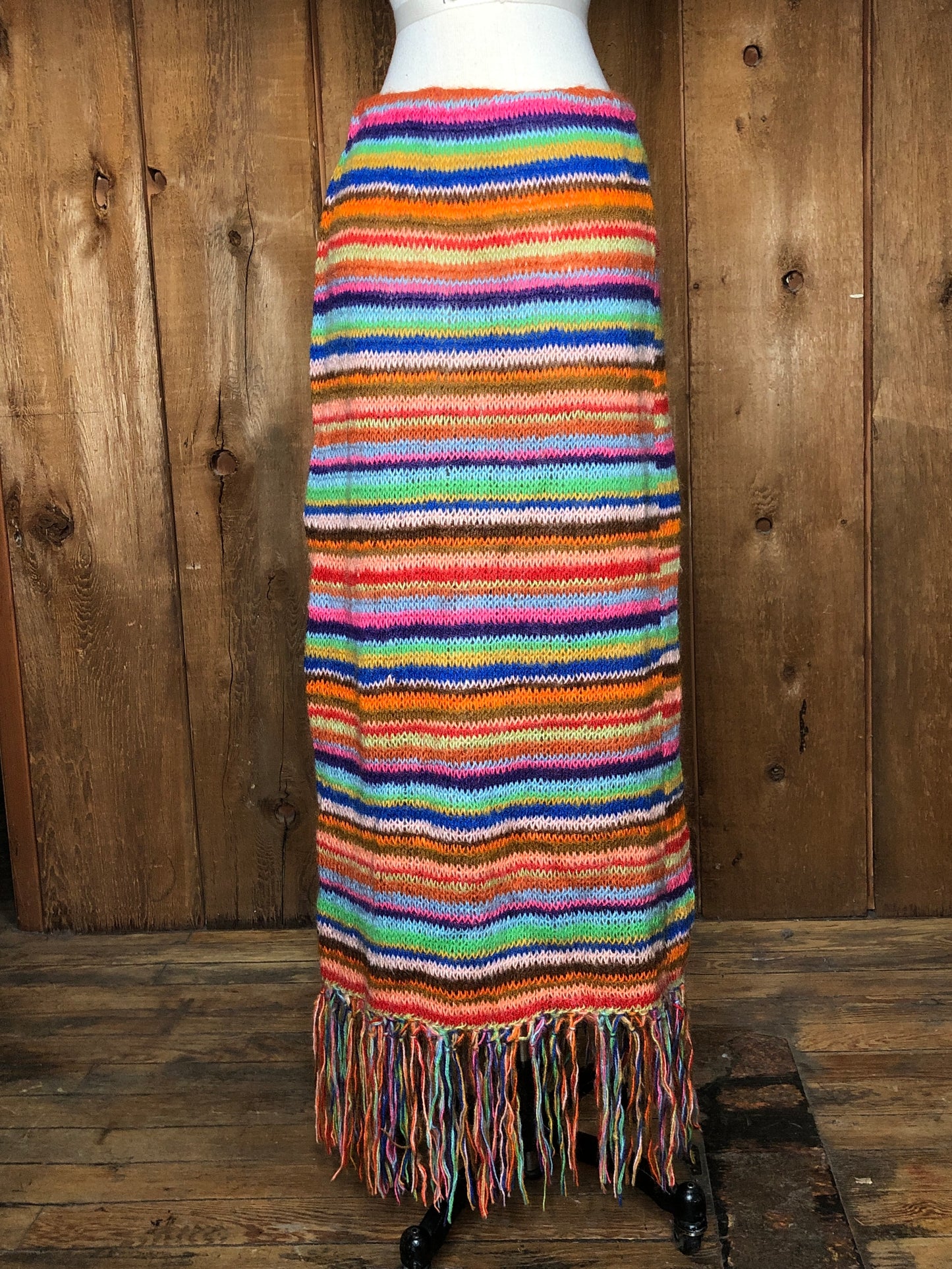 70s Rainbow Mohair Sweater Maxi Skirt M/L