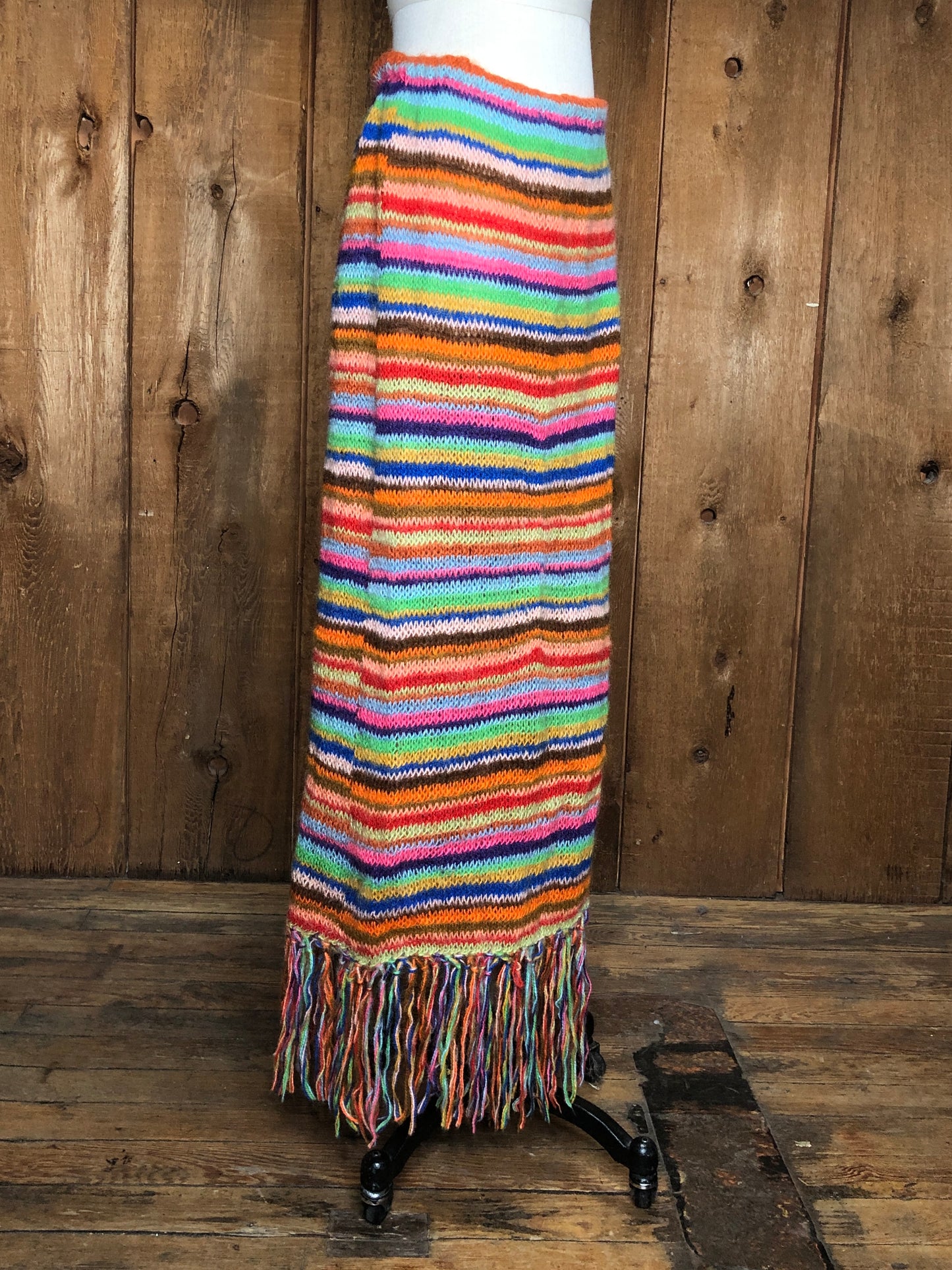 70s Rainbow Mohair Sweater Maxi Skirt M/L