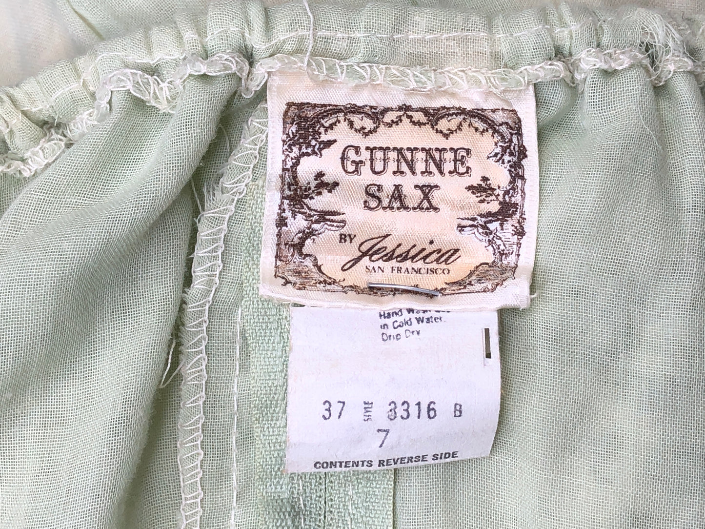 70s Gunne Sax Sage & Lace Maxi Dress W26