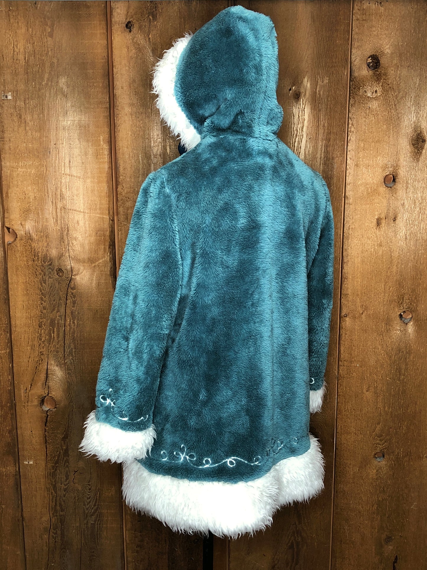 70s JCP Teal/White Furry Coat M/L