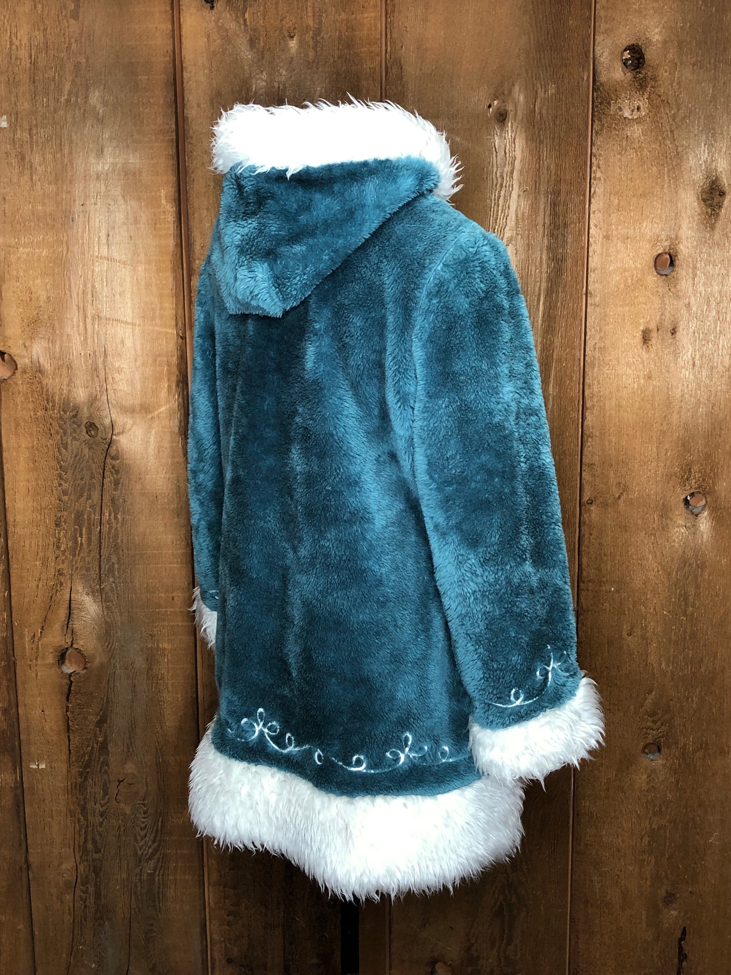 70s JCP Teal/White Furry Coat M/L