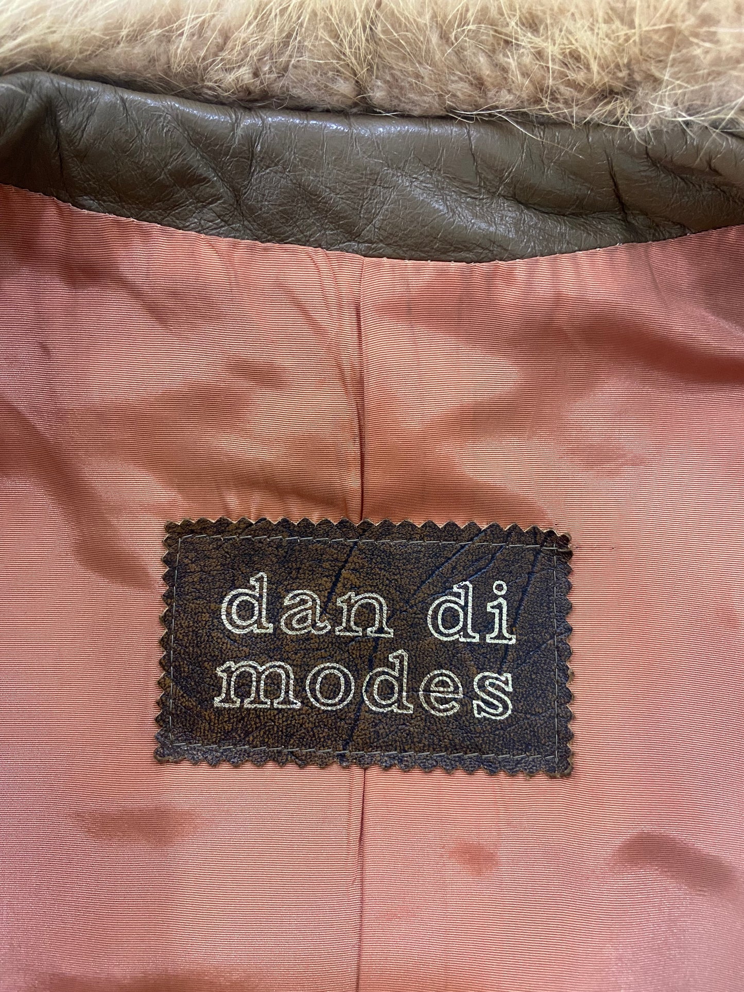 70s DanDiModes Fur & Leather Coat S