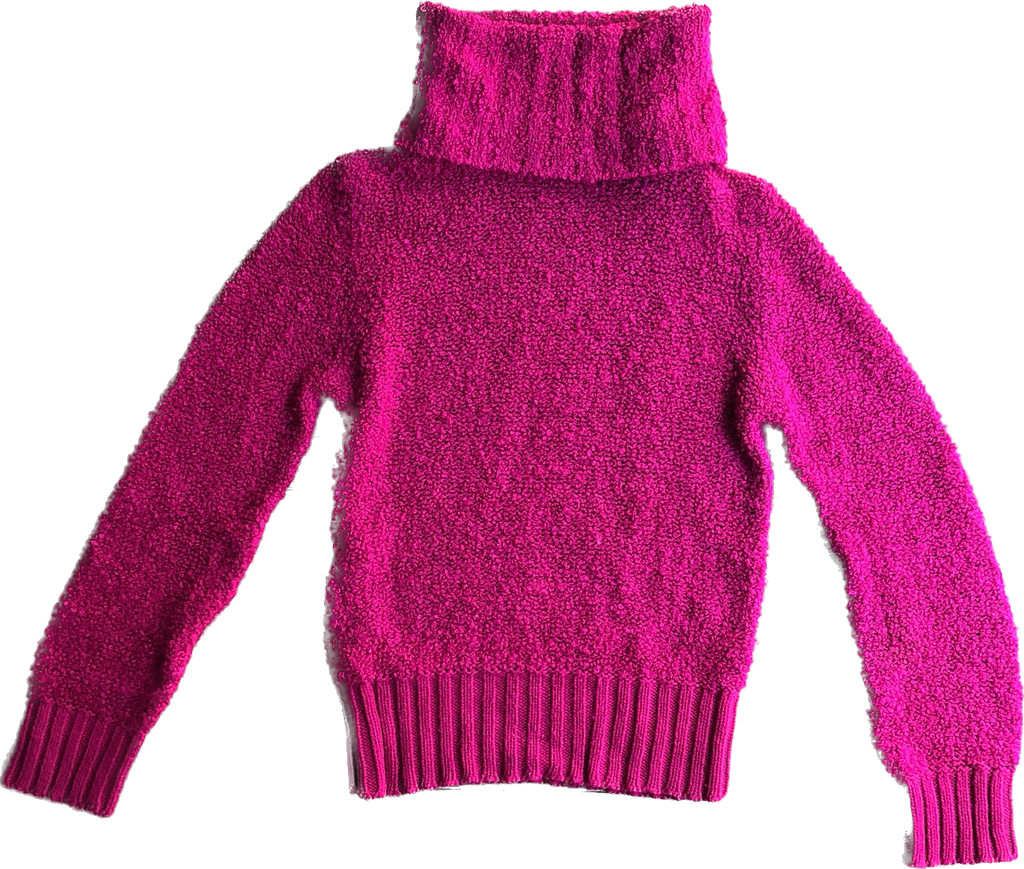 80s Barbie Pink Chunk Knit Turtleneck Sweater      M