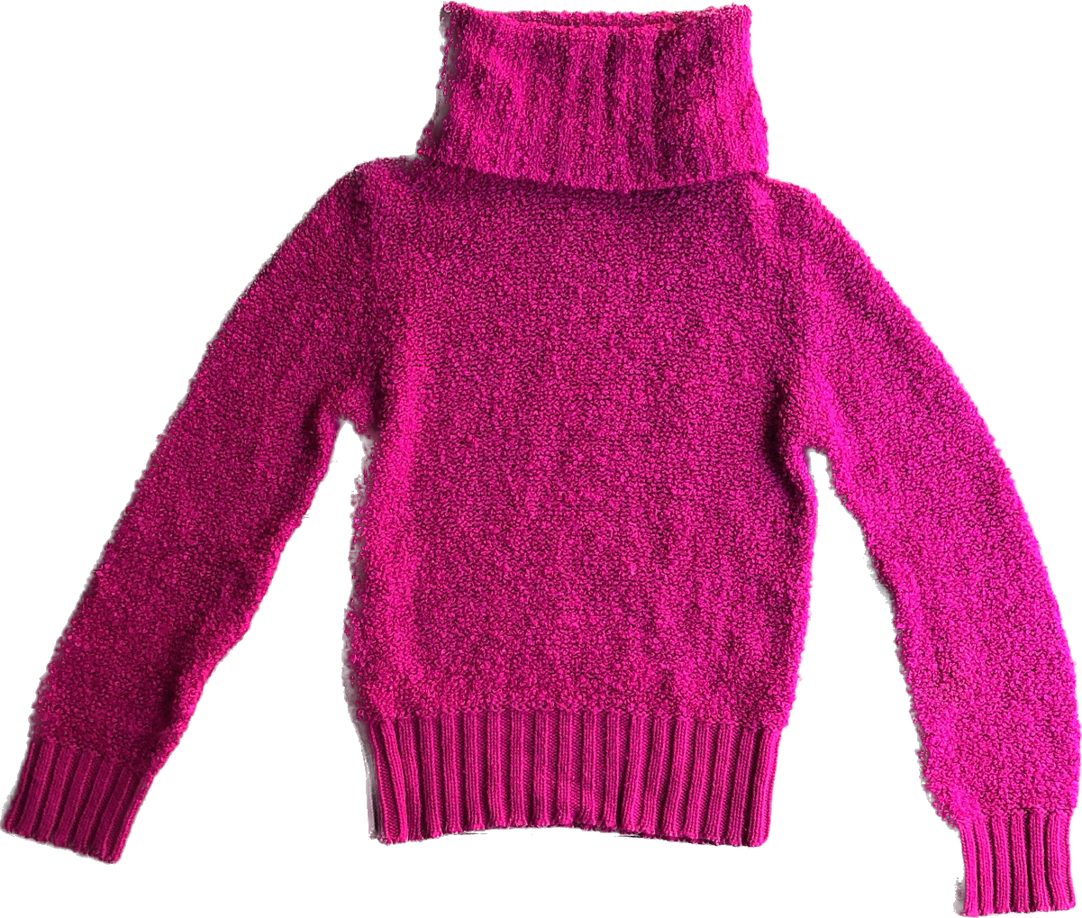 80s Barbie Pink Chunk Knit Turtleneck Sweater      M