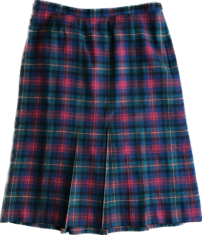 80s Pendleton Mac Lennon Wool Plaid Skirt     W35