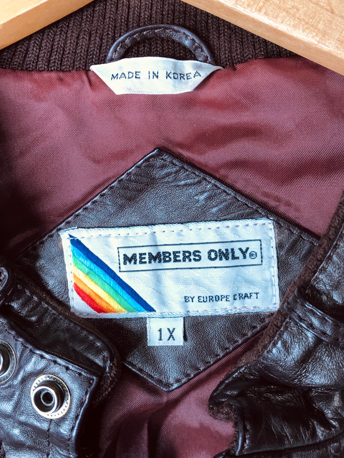 80s Members Only Brwn Leather Bomber XL
