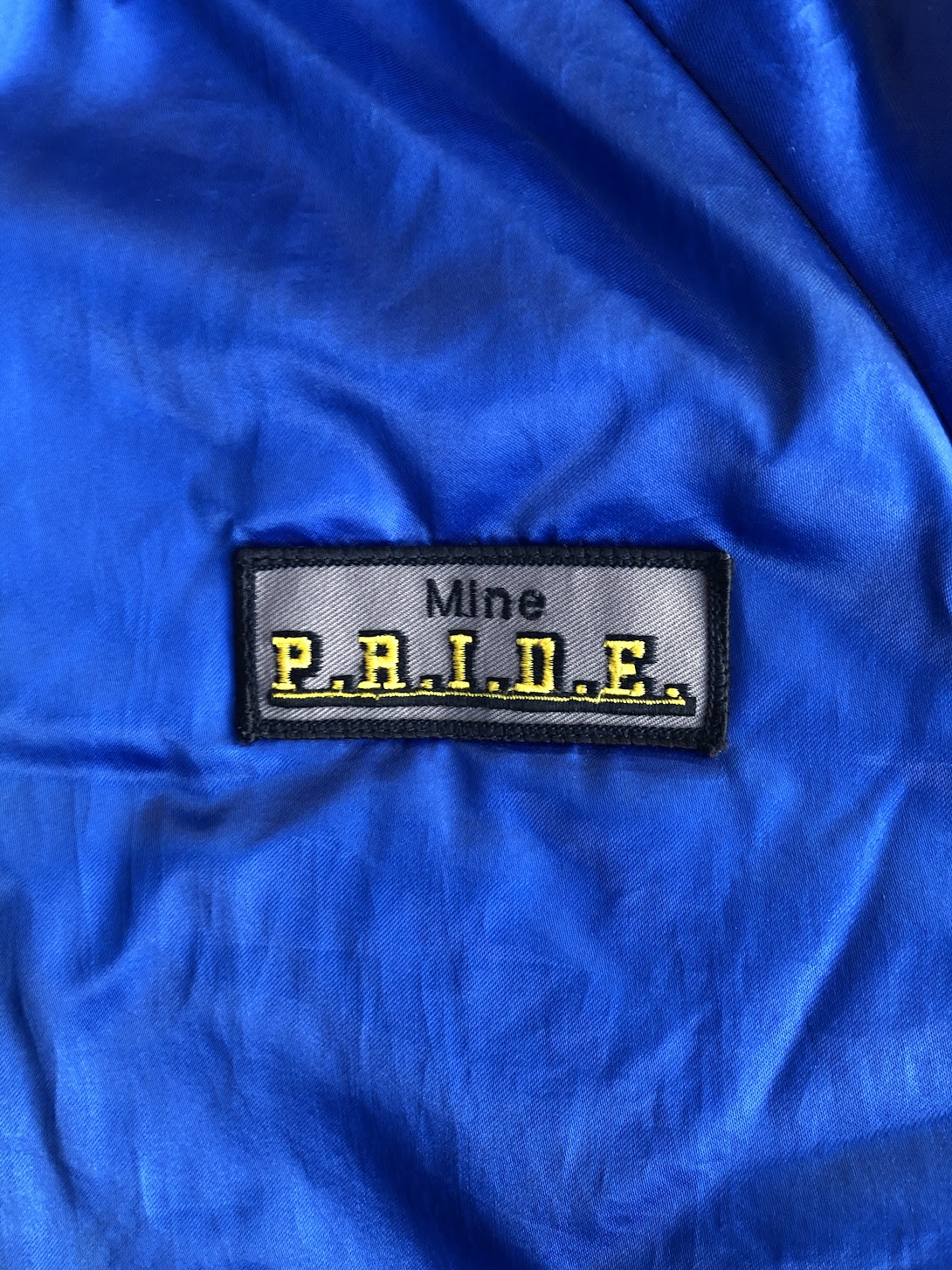 80s Pla_Jac Blue Satin Bomber Jacket     L