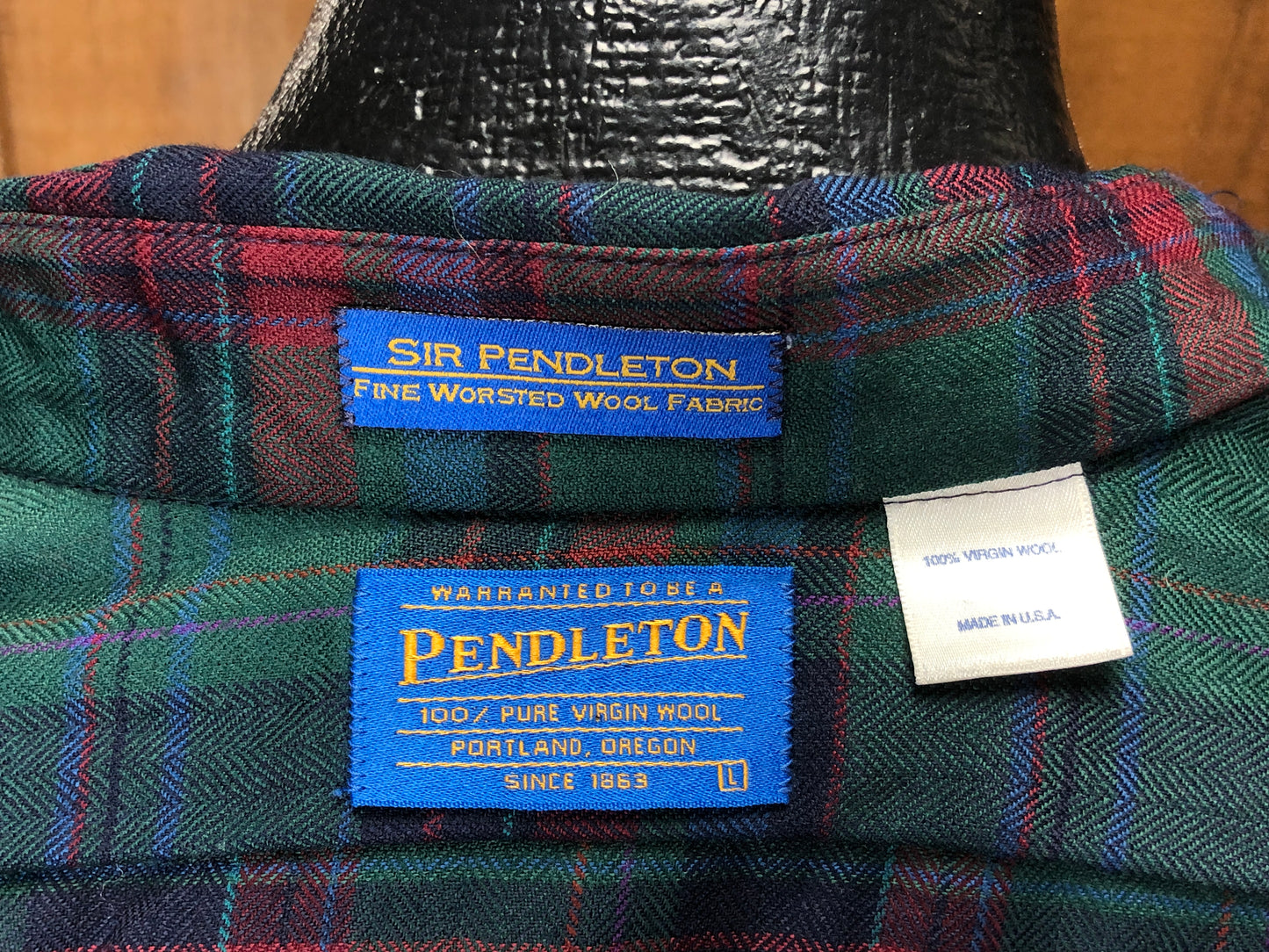 90s Sir Pendleton Nvy/Grn/Red Button-Down L