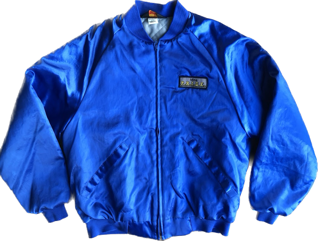80s Pla_Jac Blue Satin Bomber Jacket     L