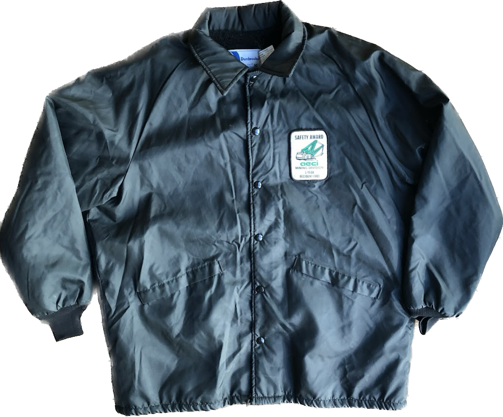 80s Dunbrooke Black Mining Safety Jacket      XL