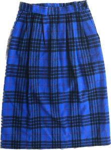 80s Pendleton Wool Blue Plaid Pencil Skirt  S(w26)