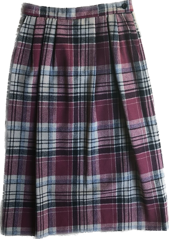 80s Pendleton Maroon/Tan/Blk Wool Pencil Skirt  S(w26)