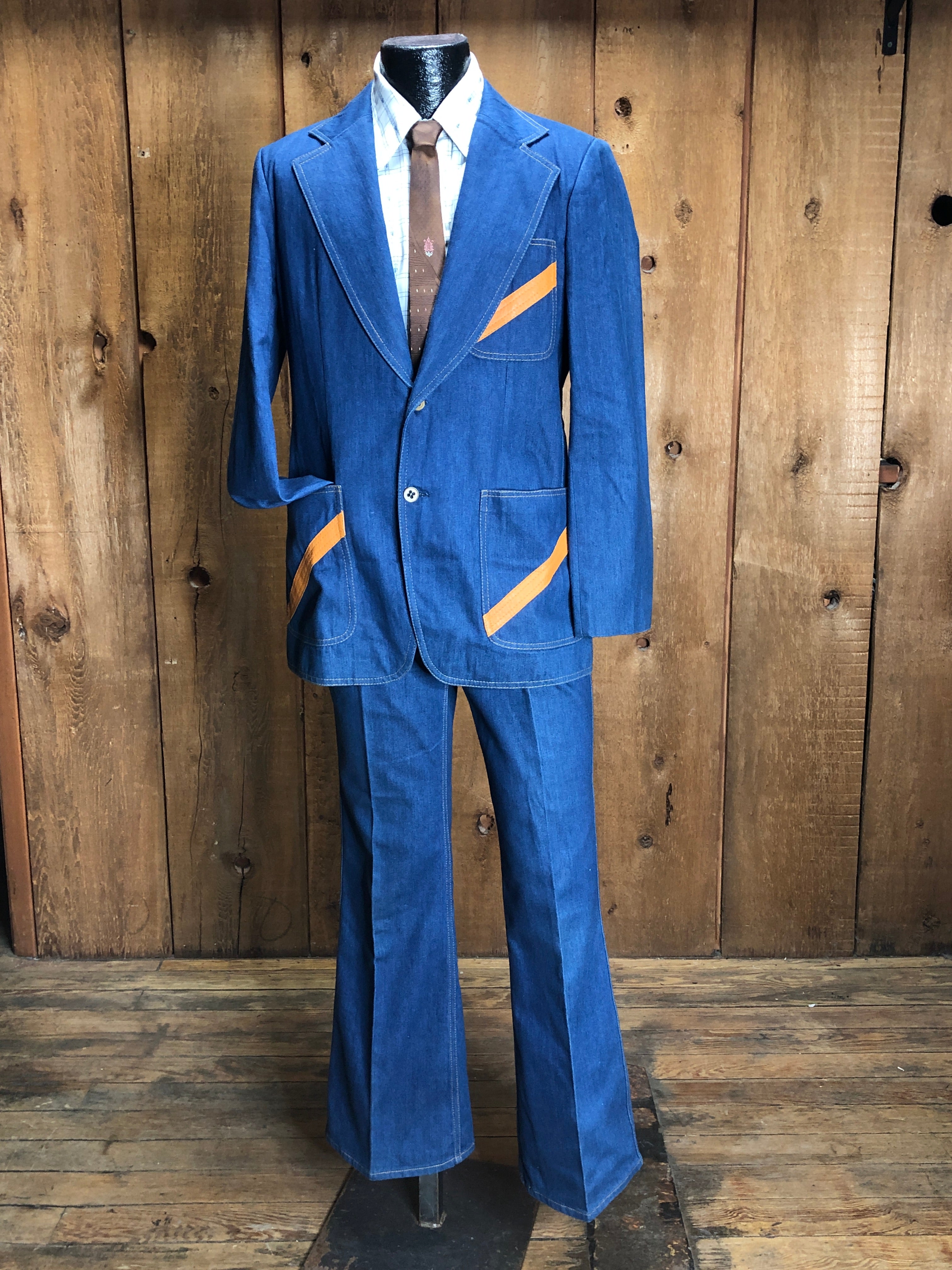 70s Jeans Joint Denim/Leather Suit W32 70s Jeans Joint Denim/Leather Suit W32
