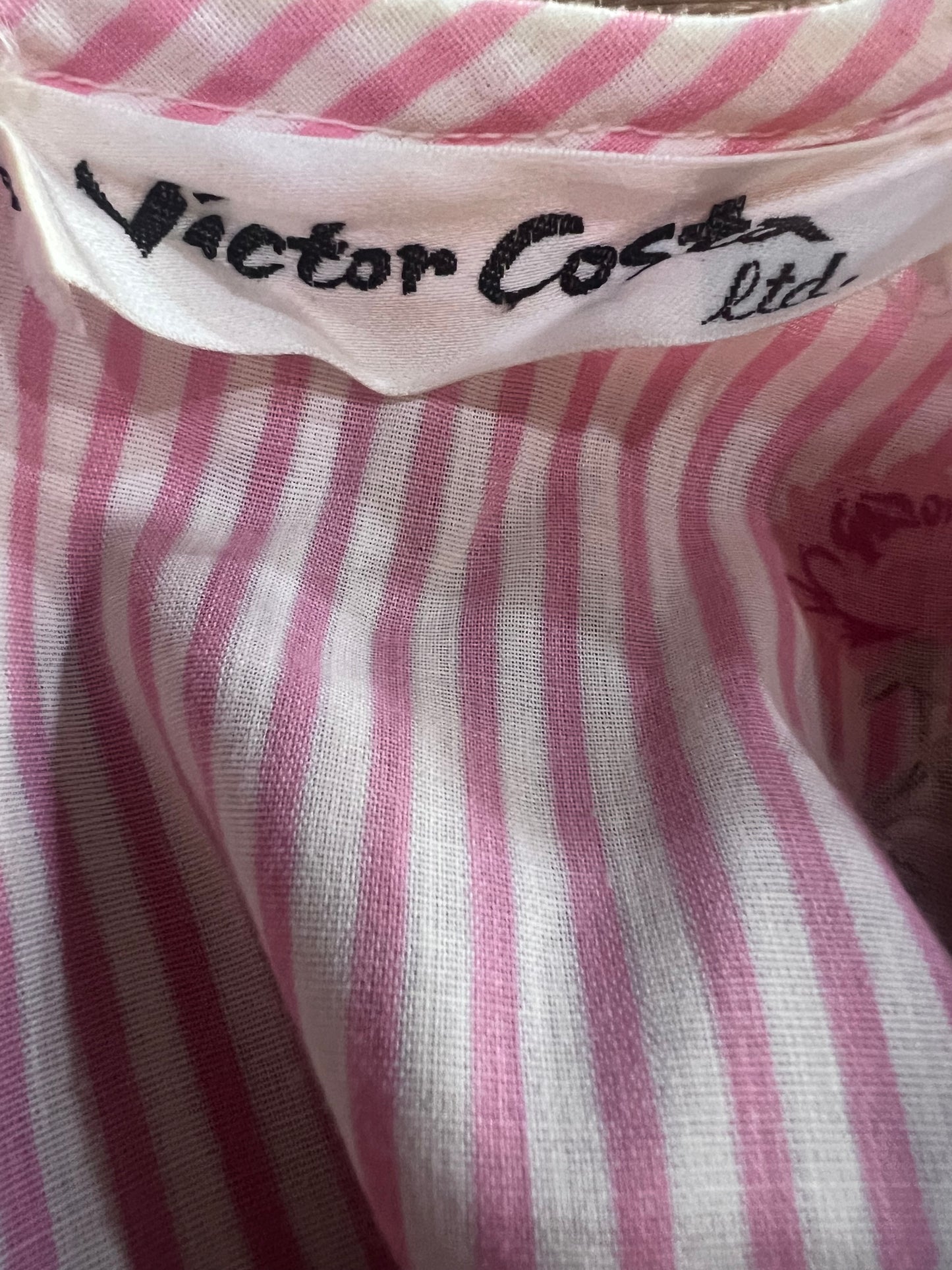 70s Victor Costa Pink Rose Maxi Dress w30