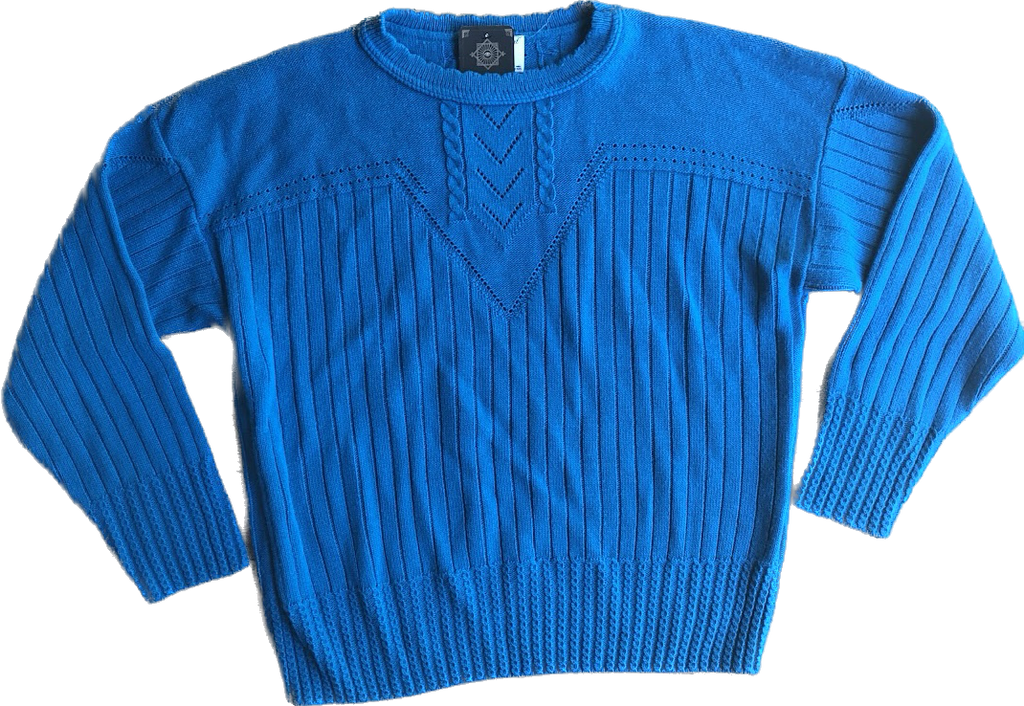 80s College Point Teal Sweater        M
