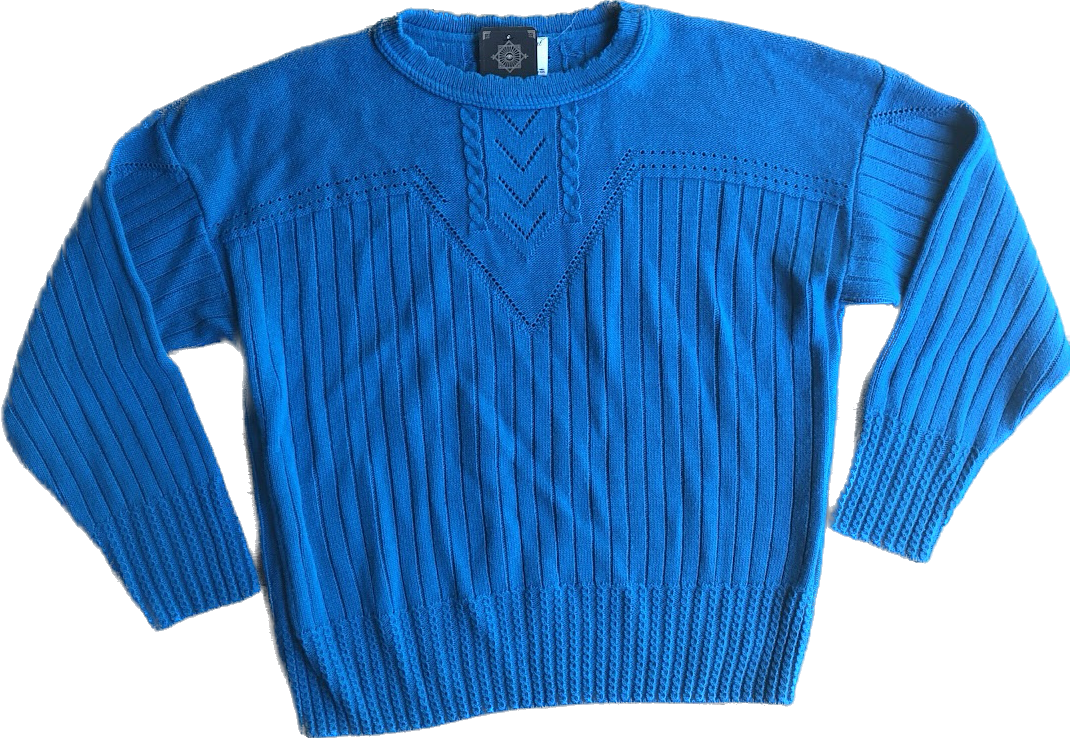 80s College Point Teal Sweater        M