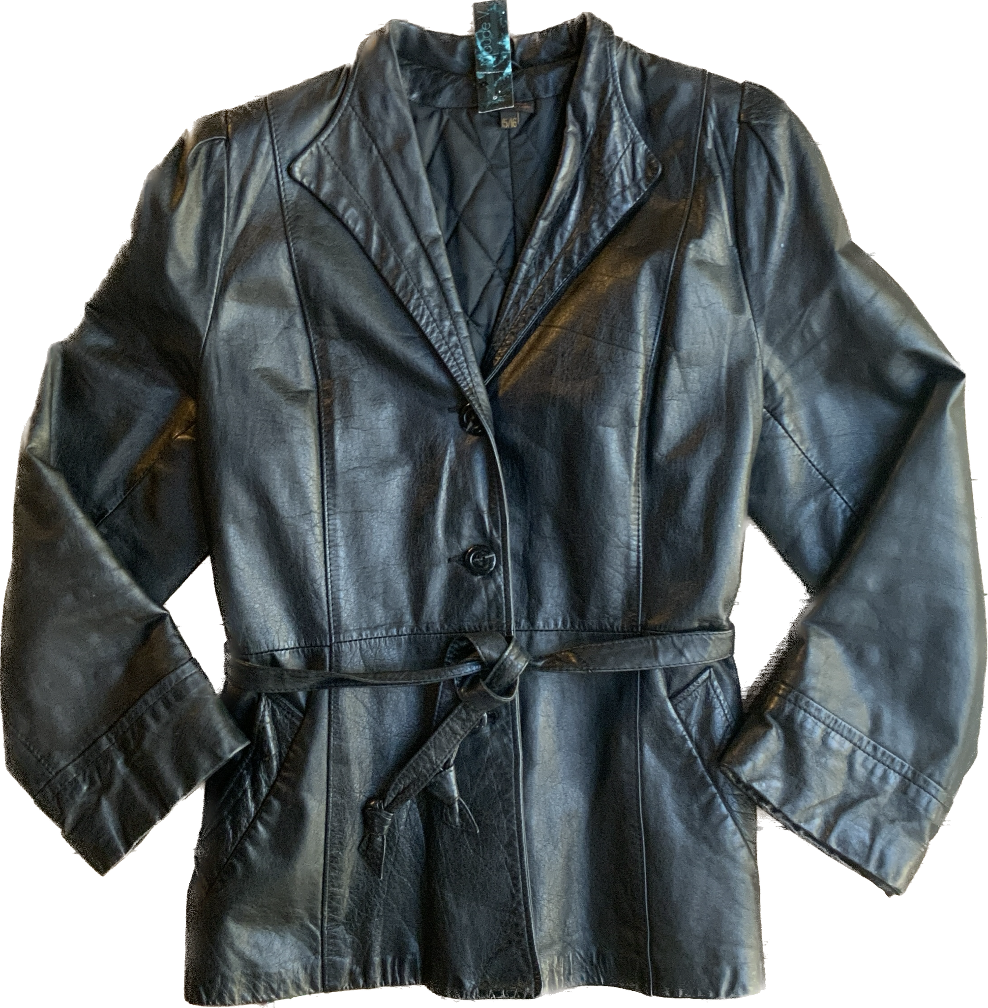 1970s Black Leather Princess Sleeve Jacket      M