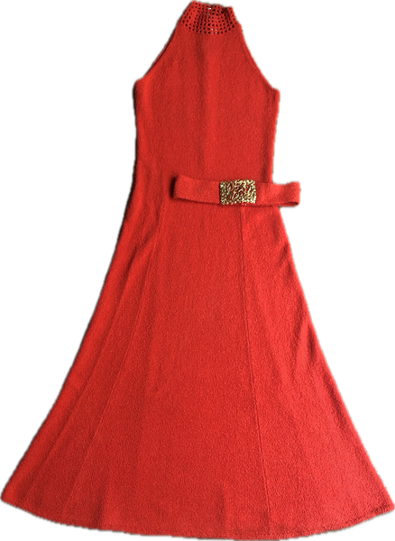 70s St John's Knits Blood Orange Knit Dress       w28