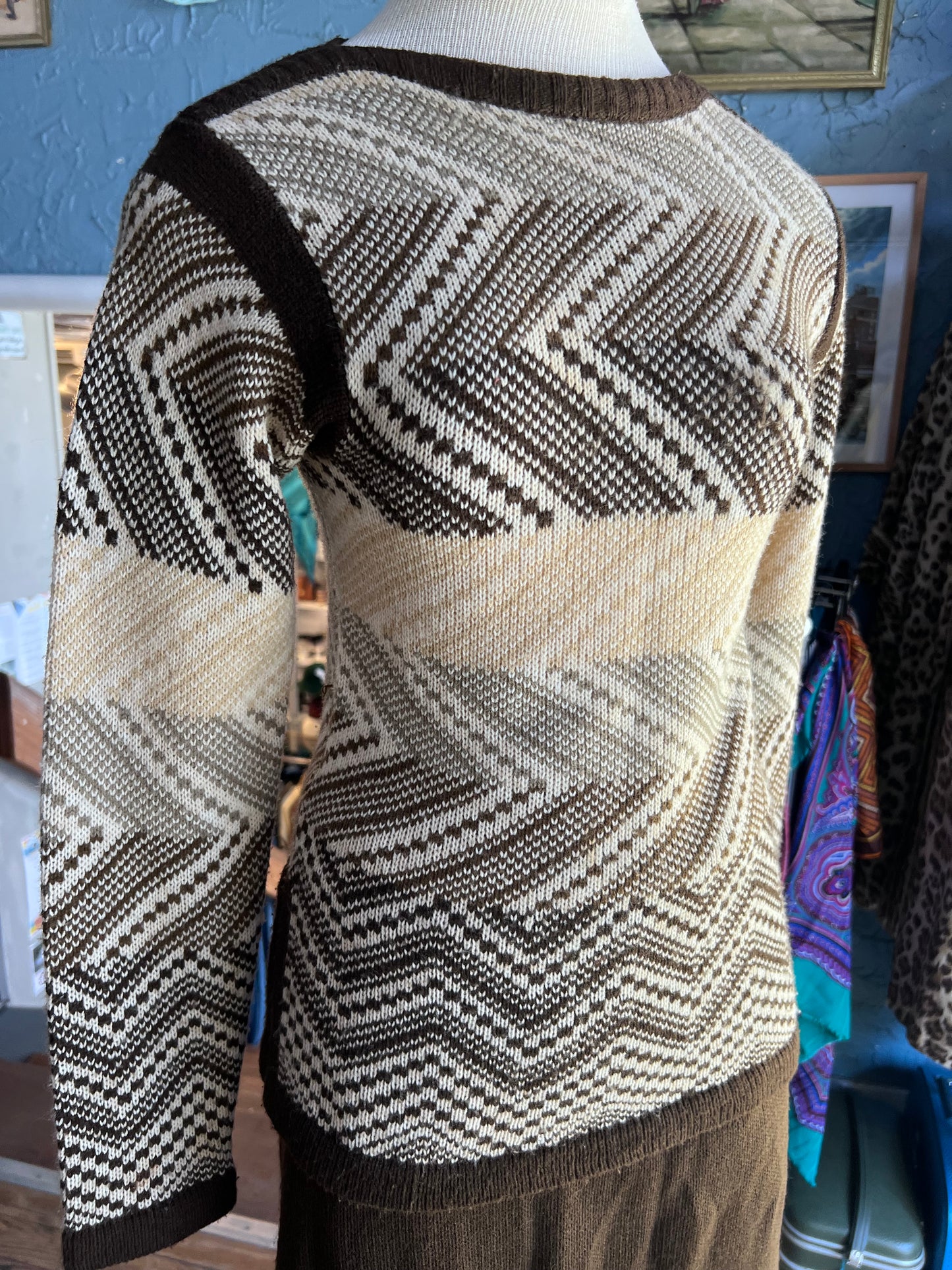 70s COLLAGE Brwn/Ivory Skirt Set w30