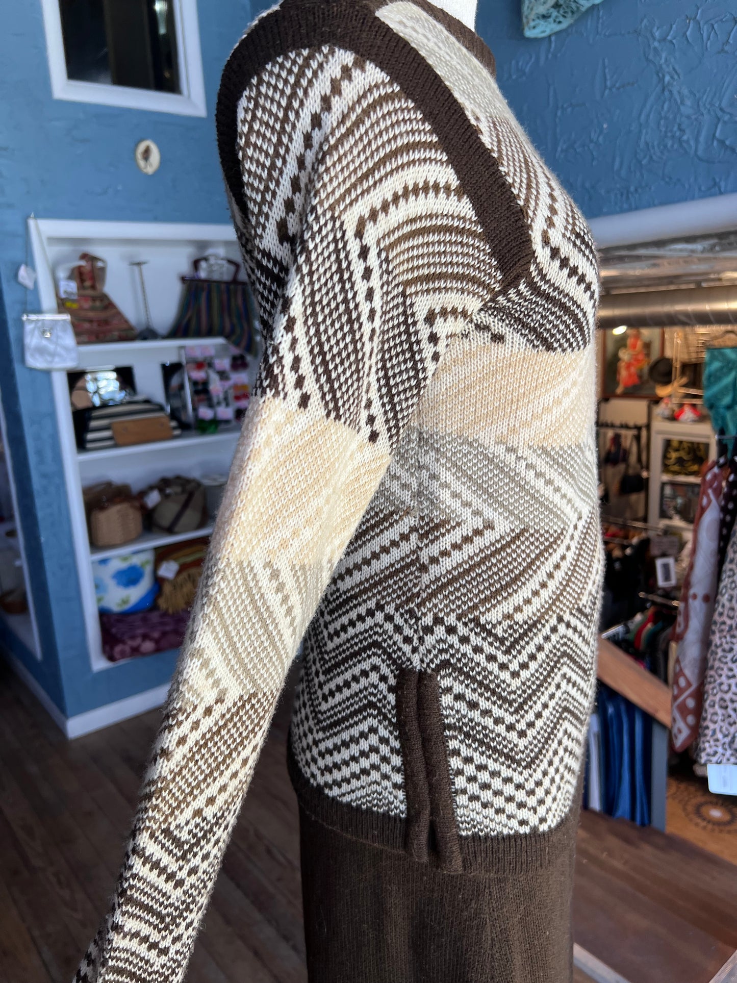 70s COLLAGE Brwn/Ivory Skirt Set w30