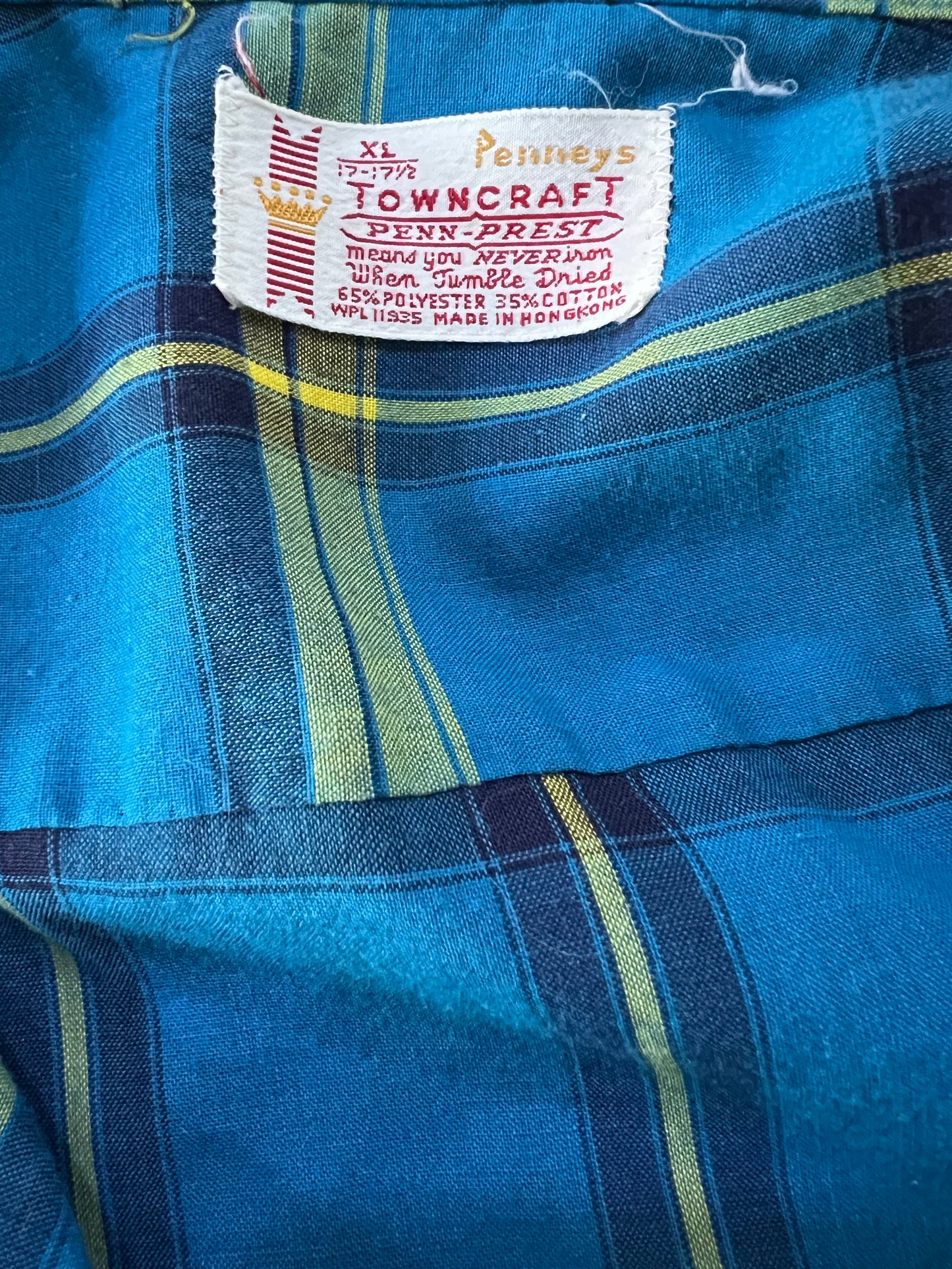 50s JCP Loop Collar Blue/Yllw Shirt XL